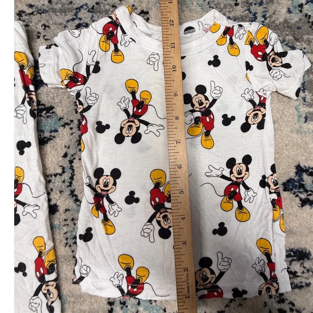 Disney Junior Mickey Mouse‎ Pajama Set White 12M Viscose Spandex 2pc Snug Fit